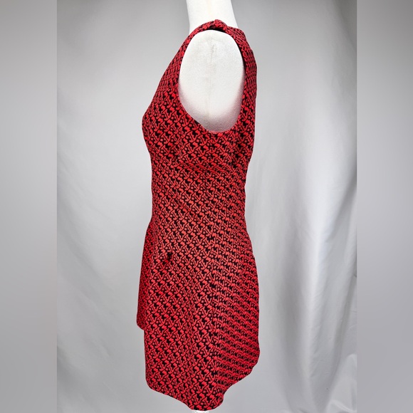 Sans Souci Red Black Geometric Sleeveless Fit & Flare Dress Size M - Picture 2 of 11